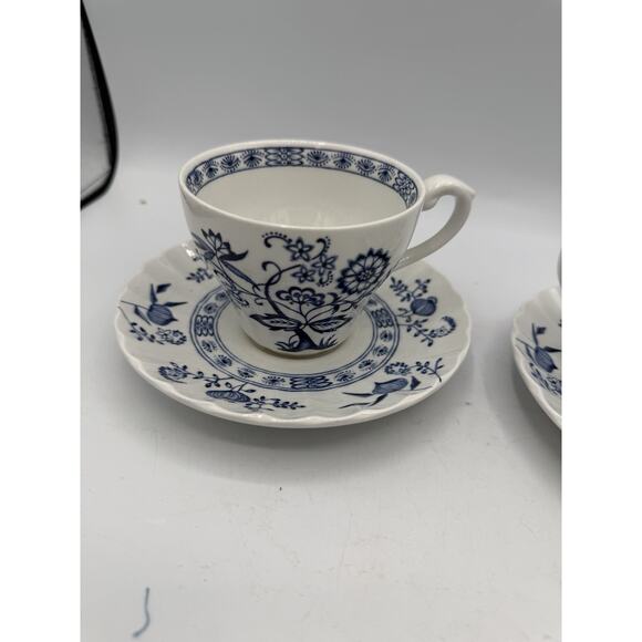 Set Of 2 Blue Nordic Blue Onion Johnson Brothers Ironstone Coffee Cup And Saucer - Picture 2 of 13